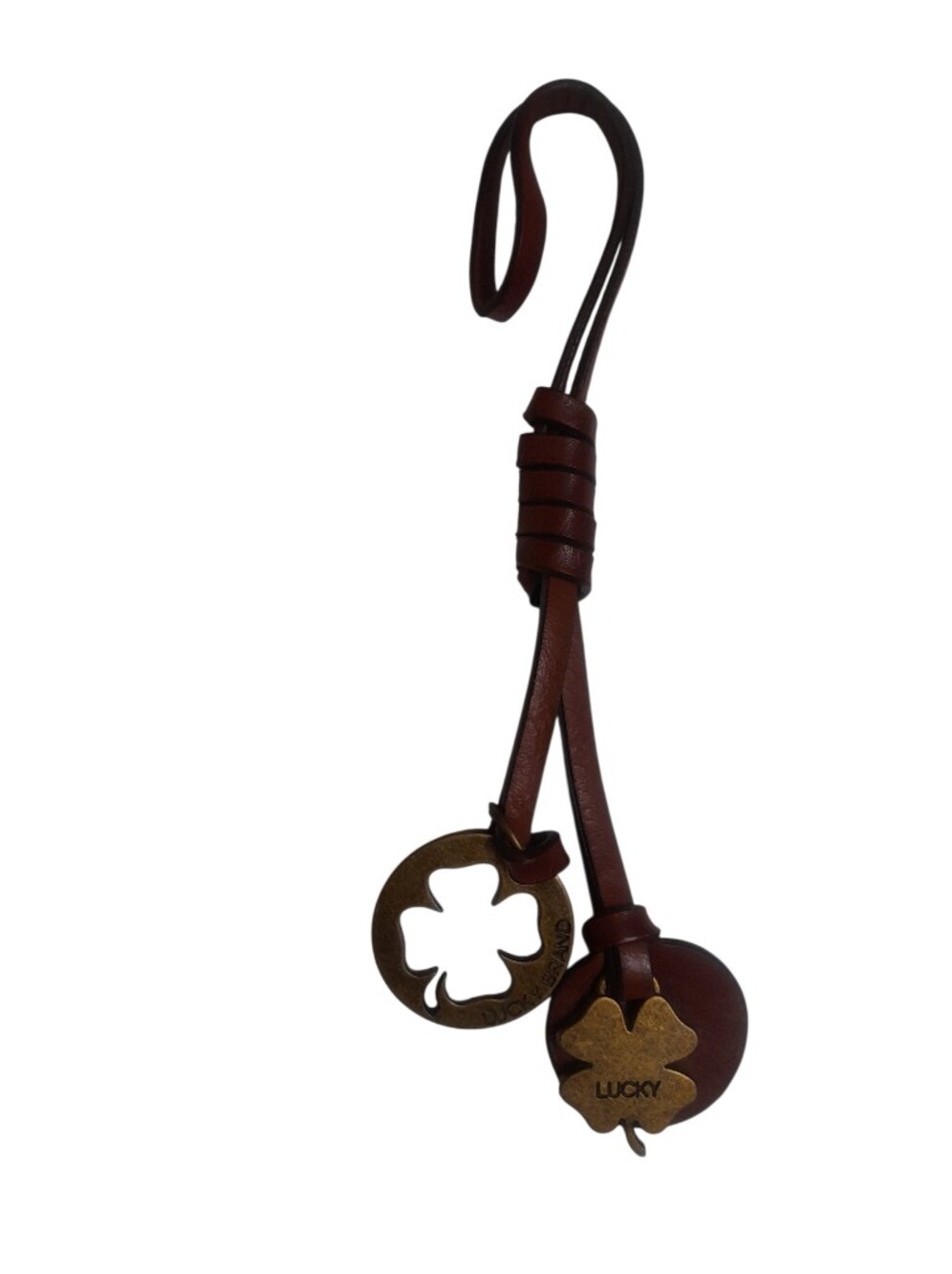 Lucky Brand: Lucky Clover Leather Bag Charm - Brown